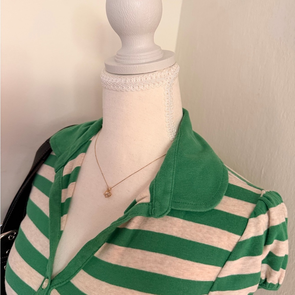 Old Navy Green and White Striped Polo - Picture 5 of 6